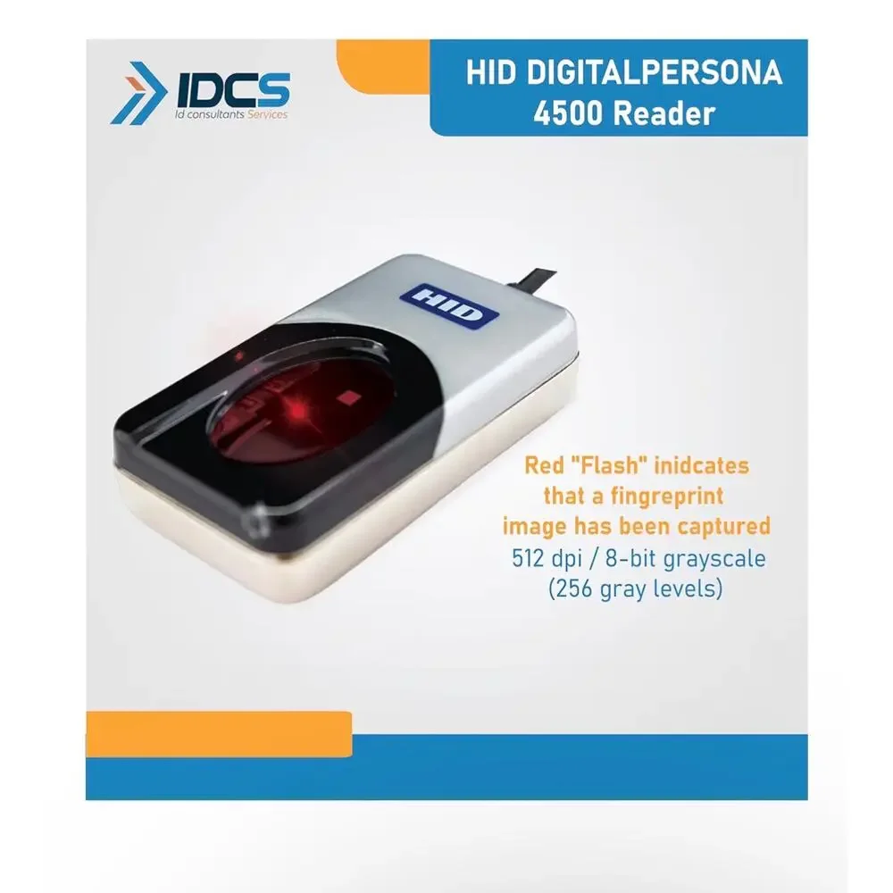 HID DigitalPersona URU4500 USB Fingerprint Reader Biometric IDCS Soft